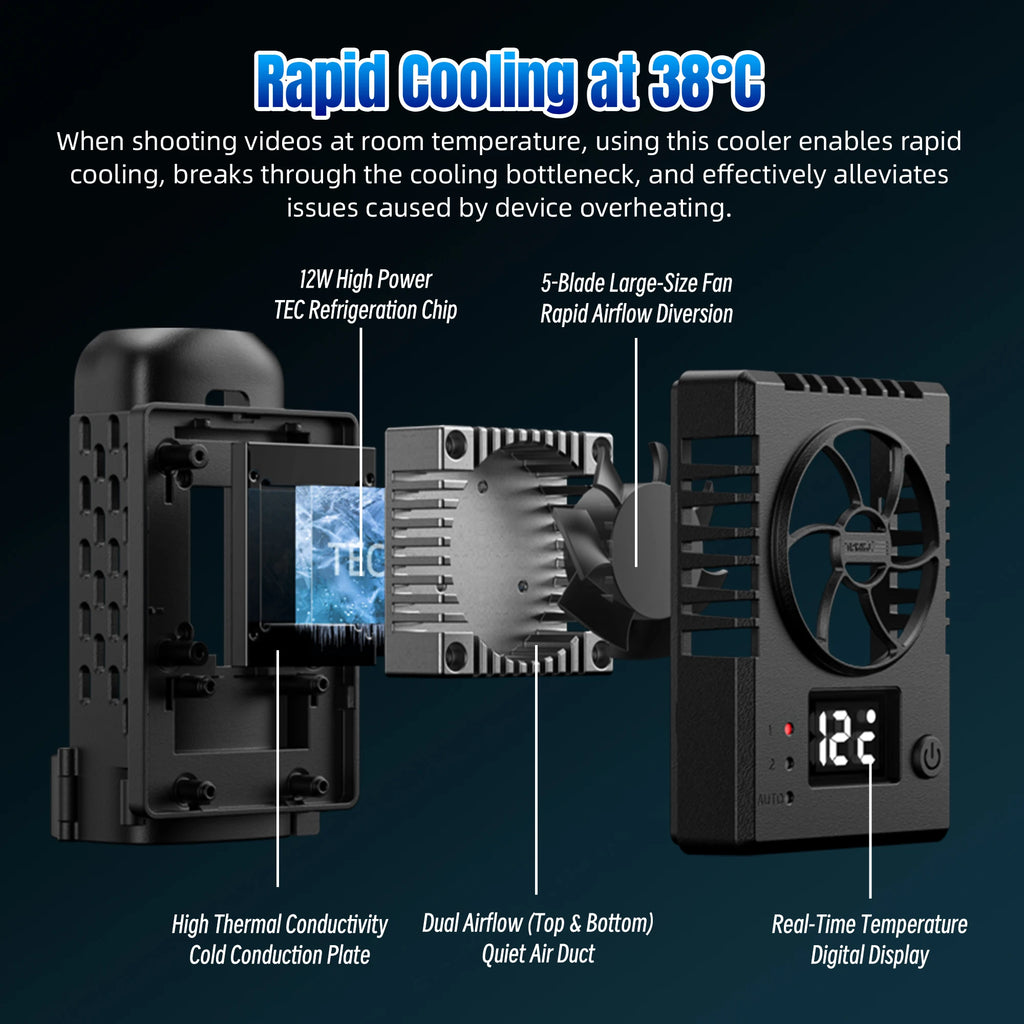 Cooling Fan with Cold Shoe for DJI Osmo Pocket 3 / 4 / 4 Pro - image 2