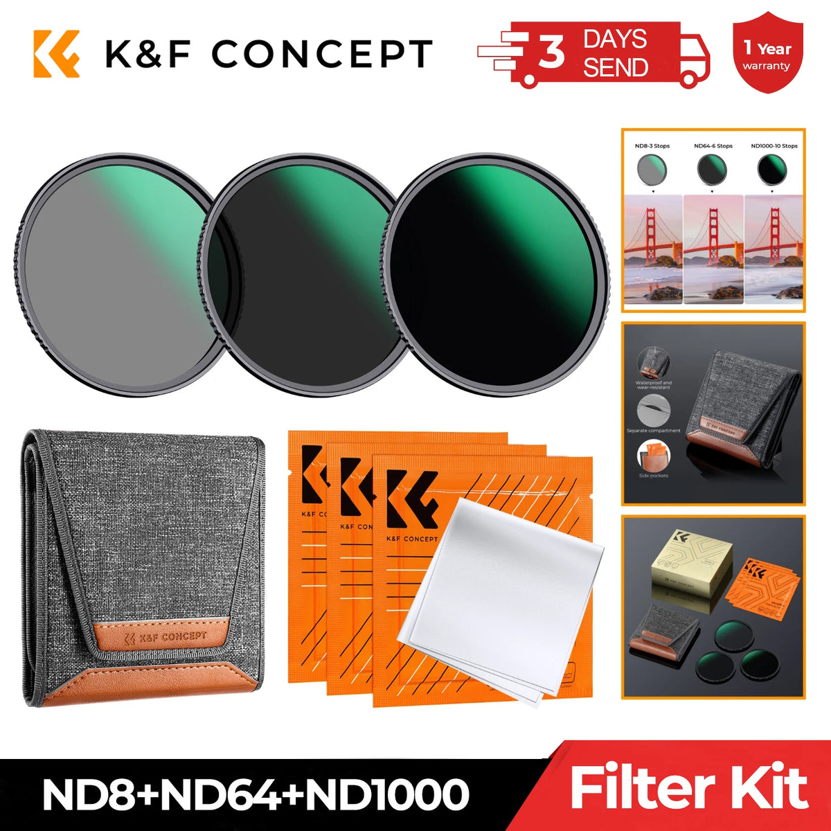 ND8 / ND64 / ND1000 ND Filter Kit with Pouch - image 1