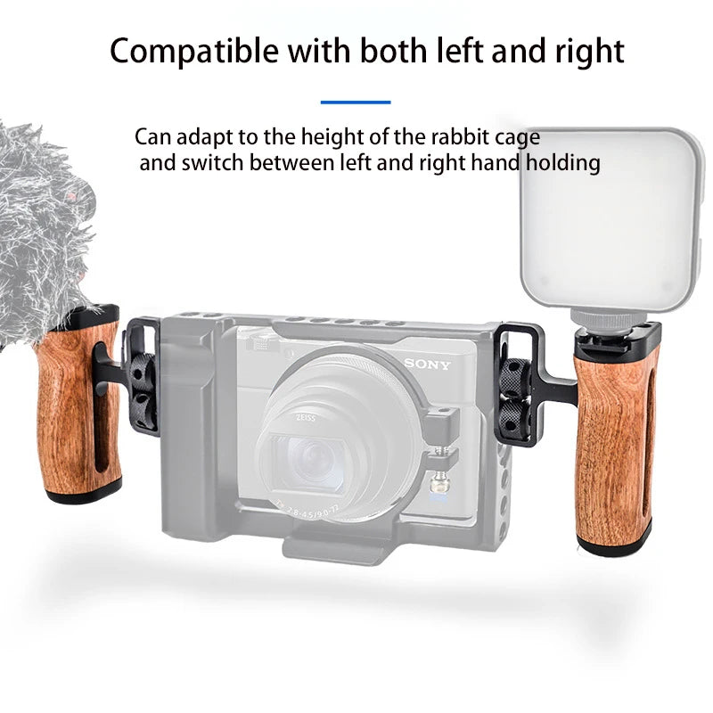 Wooden Side Handle Grip for Camera Cages with Cold Shoe - image 4
