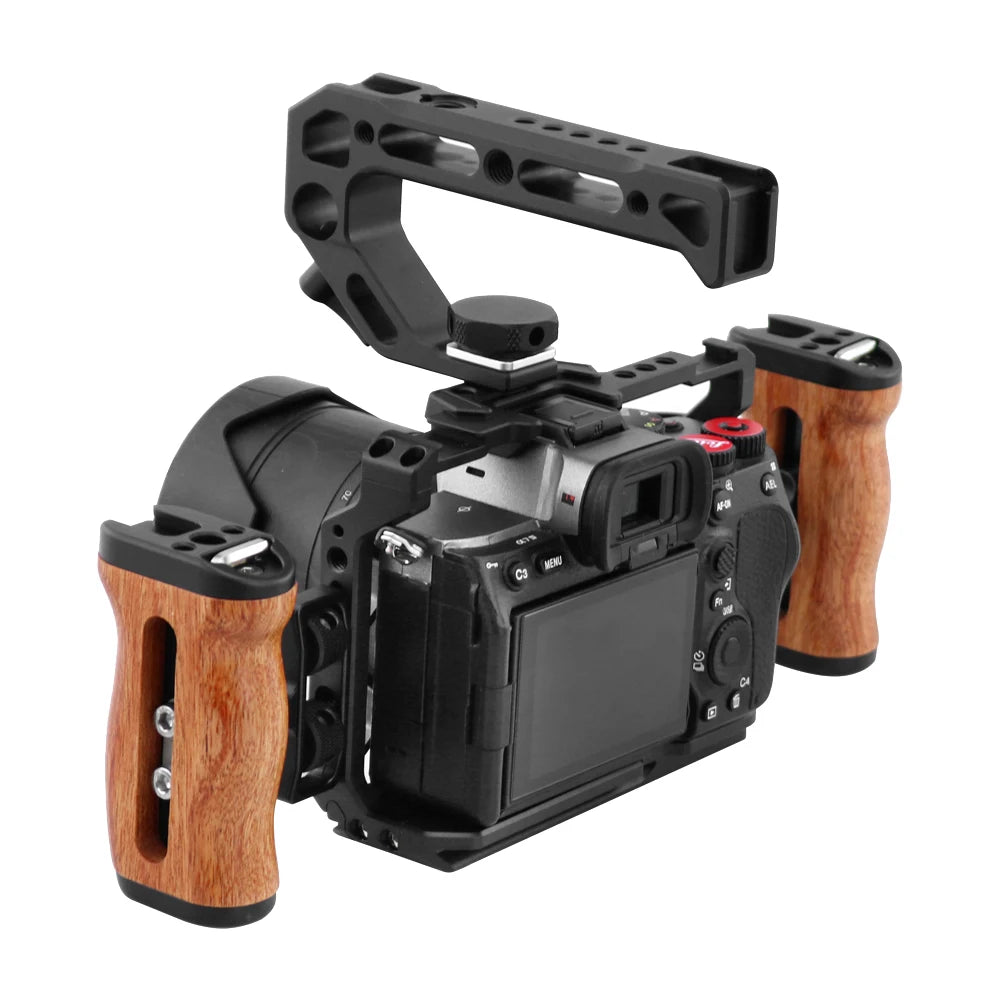 Wooden Side Handle Grip for Camera Cages with Cold Shoe - image 6